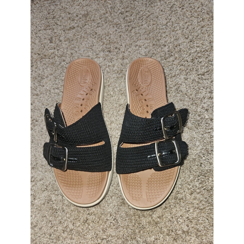 White Mountain Recovery Nanny Black Slide Sandals W39230 Womens 6.5 M